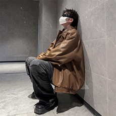 工装皮夹克男春季高级感痞帅潮牌炸街外套春秋款潮流美式机车衣服，男装夹克，星座601-2