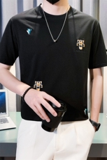 2025新款夏季短袖T恤男潮牌绣标圆领半袖体恤A313-1-8189-P48，男装T恤，电商A313-1
