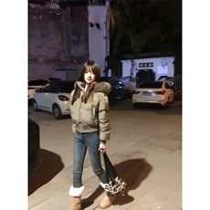现货三防重磅硬挺boxy短款羽绒棉衣座山雕大毛毛领PU皮棉服外套冬，男装棉衣，电商A486-1