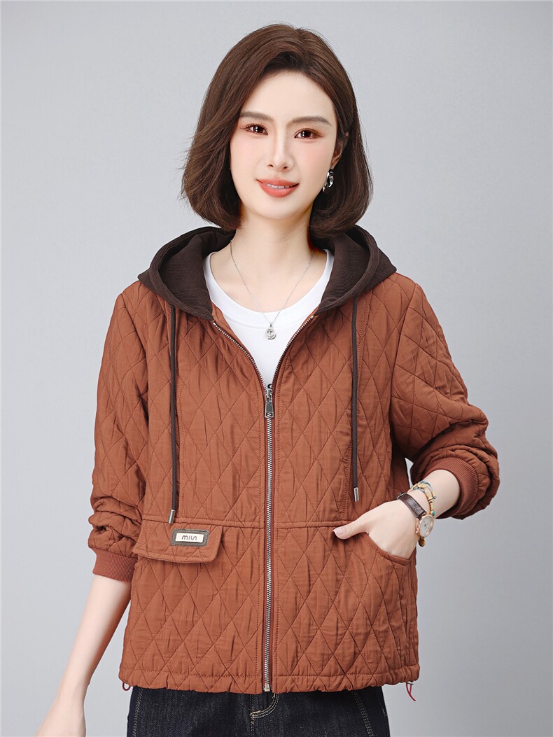 长期现货2026春秋装新款韩版时尚夹棉宽松连帽休闲棉服连帽外套女,女装短外套,璐依舞