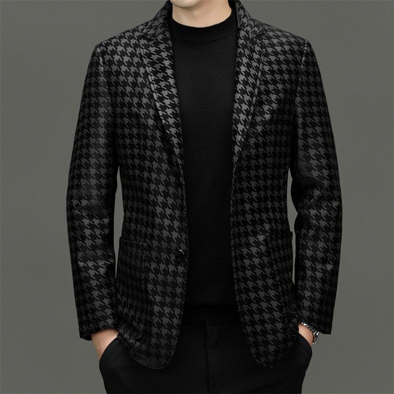 BG58007秋冬新款海宁真皮西装皮衣男士绵羊皮西服可脱卸鹅绒内胆,男装西服,电商B360