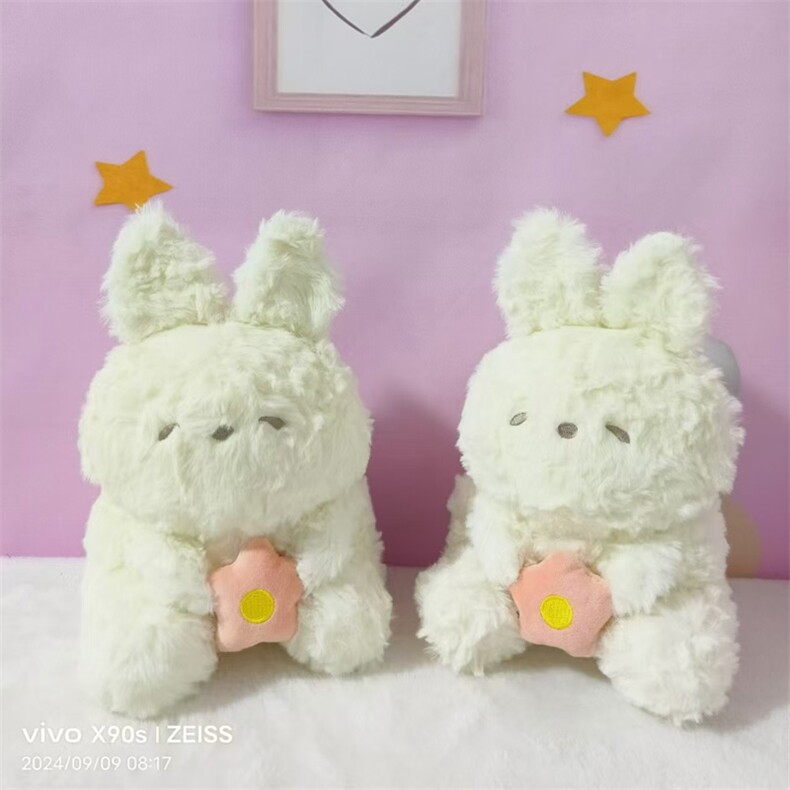 天磊毛绒玩具 印花兔毛荷花兔