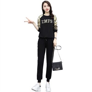 芷墨春秋装新款时尚简约撞色运动套装裤卫衣上衣两件套装，女装运动套装，芷墨服饰