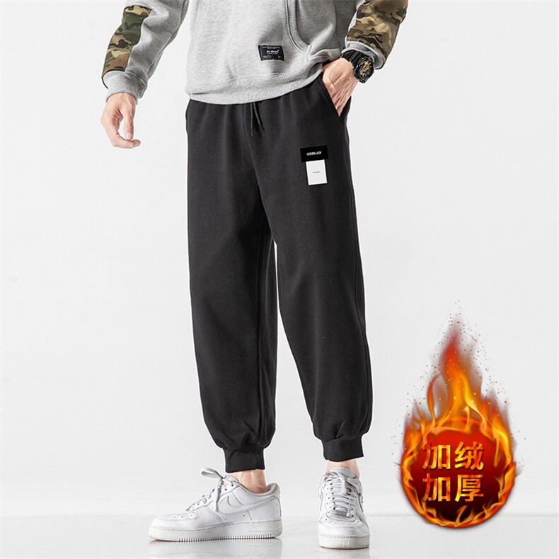 K12119-P40加绒P50束脚纯棉运动裤男士休闲裤大码宽松卫裤男,男装休闲裤,电商A040A