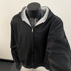 双拉链春新款男连帽宽松简约百搭宽松连帽拉链夹克外套W6338-P67，男装夹克，星座412-2