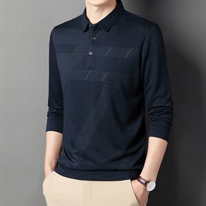 LM666男式2023春季新款长袖T恤男韩版商务休闲男装P45图片