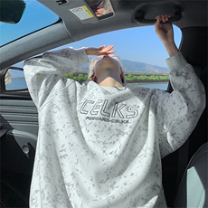 现货/秋季新款扎染重磅刺绣卫衣男B219A-ZY251-P48加绒P53控78，男装卫衣，电商B219A