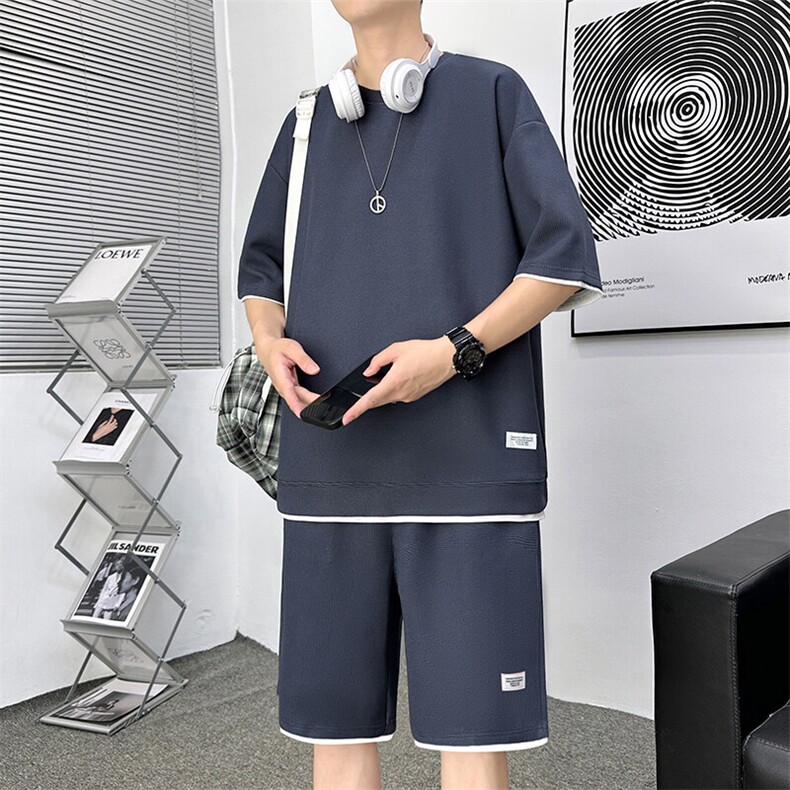 新款休闲华夫格,男装休闲套装,星座1106-2（原1111B）