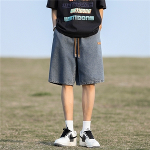 牛仔短裤男款潮牌宽松直筒休闲五分裤DK851-特批34