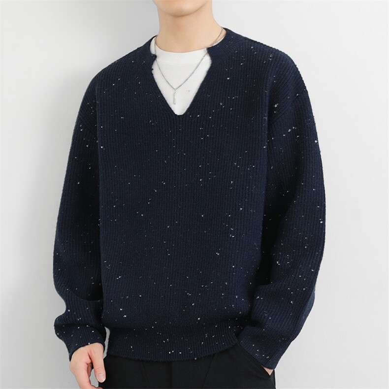 满天星V领针织毛线衫男慵懒风潮牌外套MY6605P75,男装针织衫/毛衣,星座914