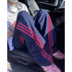抖音品质夏季新款潮流条纹冰丝宽松休闲裤B315-K24240-特p30控58图片