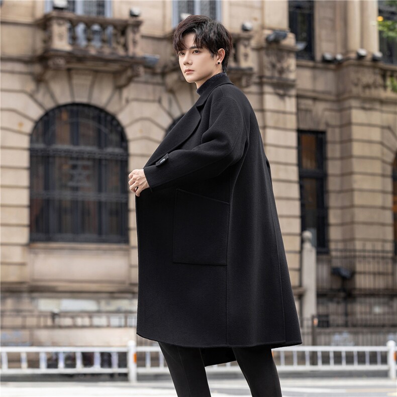 呢子大衣男士冬新款风衣中长款加厚羊毛双面毛呢外套AC6689-P350，男装风衣，电商A355（原A415）