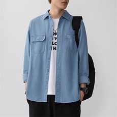 25年春季长袖衬衫工装潮流牛仔衬衣宽松现货DS-C323-1-N85-批49，男装衬衫，电商C323-1