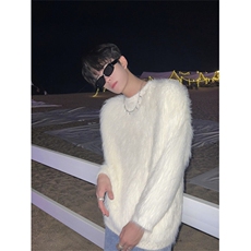 DM002-P58高级氛围感仿水貂毛毛衣男冬季加厚圆领针织衫-网图现货，男装针织衫/毛衣，星座603-2