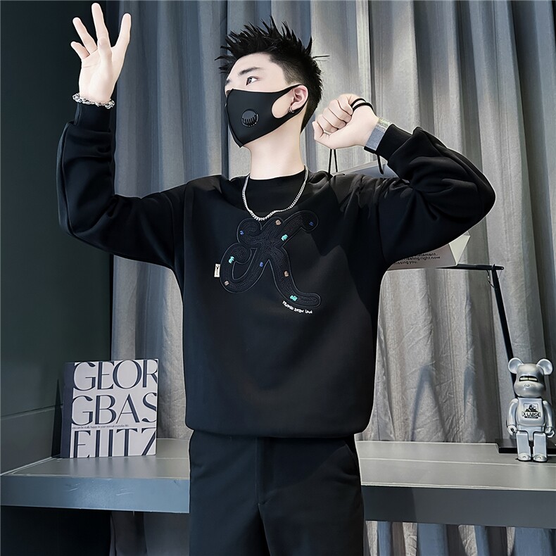 加绒卫衣男社会小伙重工刺绣301C-WY17C常规P68控98加绒P78控108图片