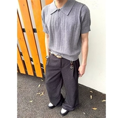 网图+夏秋老钱风麦穗提花针织POLO衫W1309/特P40，男装Polo衫，电商B350