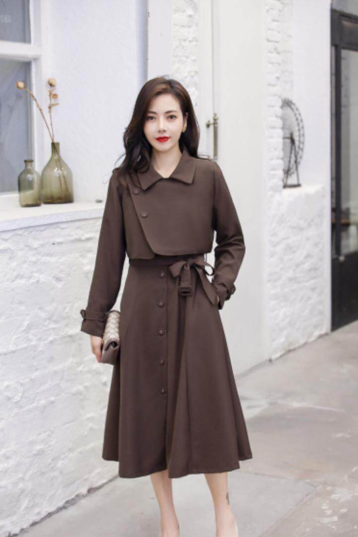 【现货】新款收腰两件套风衣裙，女装风衣，萱萱家