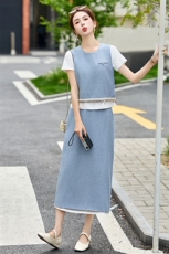 休闲时尚马甲套裙女2025夏季新款洋气减龄百搭半身裙三件套，女装套装/套裙，玖莱伊