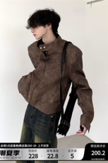 美式痞帅短款垫肩外套男飞行夹克美拉德皮衣机车服LF1001p65特，男装夹克，电商D256-2(原A064-2)