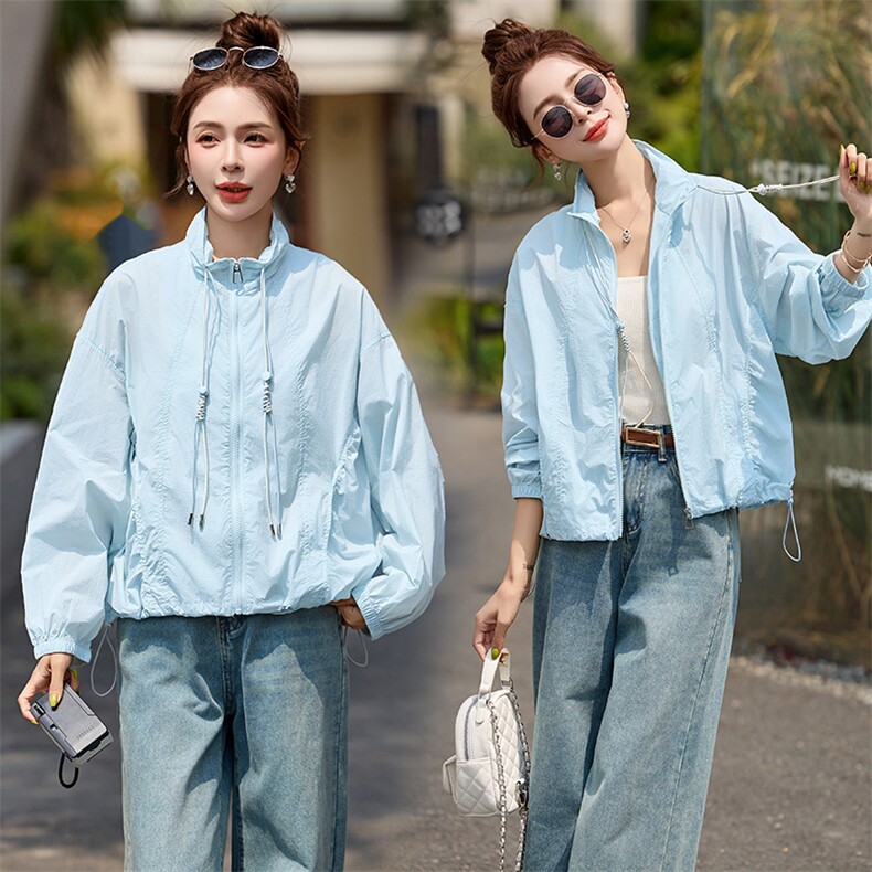 时尚休闲短款防晒衣女2025夏季新款宽松舒适户外防晒服透气薄外套,女装短外套,盈茜