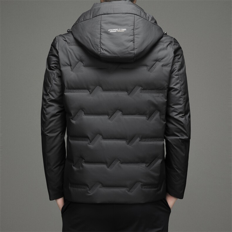 羽绒服男秋冬季2023新款纯色连帽男士上衣中年爸爸装白鸭绒外套,男装羽绒服,电商B212（原钱塘6029）