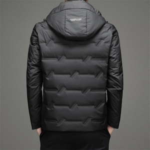 羽绒服男秋冬季2023新款纯色连帽男士上衣中年爸爸装白鸭绒外套图片