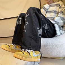美式vibe风格裤子高街ins潮星星牛仔裤G3068P43，男装牛仔裤，星座1116-2