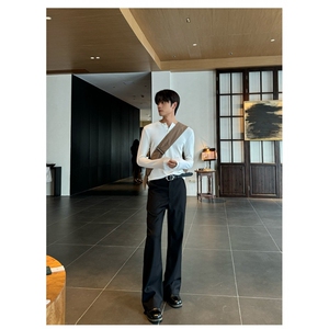 W10811加绒-P40 网图现货 加绒美式高街西裤休闲裤直筒微喇裤子图片