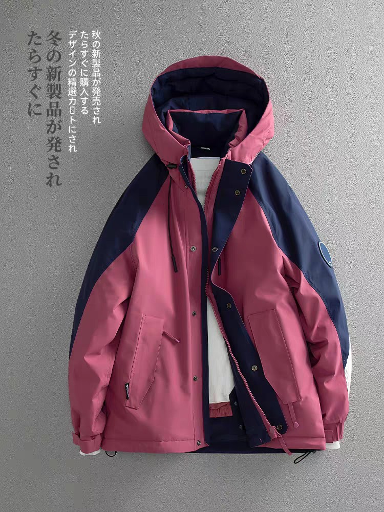冬季款加厚保暖羽绒服男女同款宽松拼色防风衣工装户外冲锋衣,女装棉衣/棉服,牛米欧羽绒服工厂店
