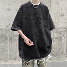 抖音供货、210克现货水洗钢印立体印花短袖T恤D223A-ST2308-P40，男装T恤，电商019-1