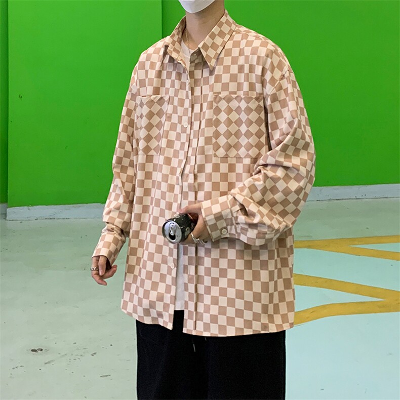 CS90-P27美式嘻哈棋盘格衬衫,男装衬衫,星座1501-1