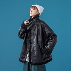 厚夹克皮棉衣毛绒上衣地平线机车皮毛一体棉服313B-P18-P125，男装夹克，星座313B