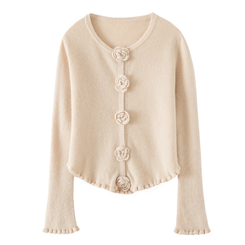 2025年秋季通勤长袖时尚百搭通勤开衫，女装针织衫/毛衣，伊雪娇羊绒