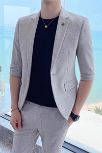 24年夏季薄款西装两件套礼服套装男装西服套装1012-W2101-P195图片
