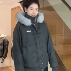 2025秋冬季棉袄加厚情侣连帽棉衣棉服男麂皮毛领夹棉座山雕外套女，男装棉衣，星座506A