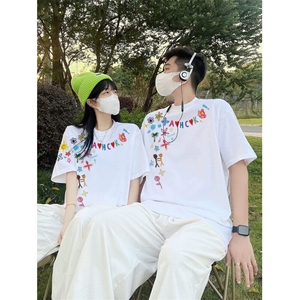 706-1-T1664-P28  特P 夏季港风卡通印花短袖T恤情侣休闲半袖上衣图片