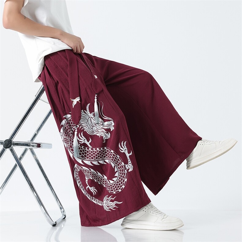 夏季新款大码风汉服古风新中式宋裤情侣裙裤阔腿裤K259/P85，男装民族服装，电商A221A