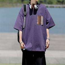 8XL-M高品质纯棉美式复古宽松简约百搭学院风短袖T恤上衣男DX343，男装T恤，电商D206-1