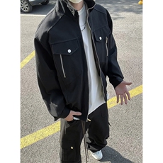 模特-春秋高级感立领美式复古工装男皮衣夹克9018-P110，男装皮衣，电商B380（原B361）