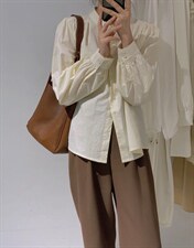 立领衬衫，女装衬衫，驿谷