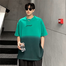 潮渐变设计感T恤男士夏季新款休闲时尚潮牌情侣短袖T609-P38，男装T恤，电商C307A