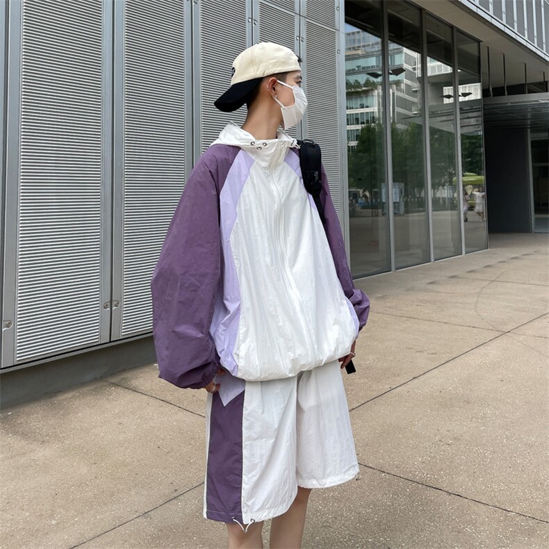 防晒服套装男夏季运动风拼色时尚防晒衣夹克衫XZ514-2-1608-P98,男装防晒衣,星座514-2(原B239)