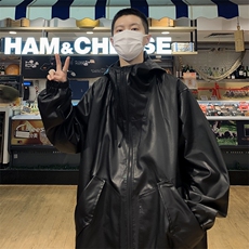 秋季美式街头机车风男款连帽皮衣情侣上衣潮牌夹克外套JK072-P76，男装夹克，星座308B-2