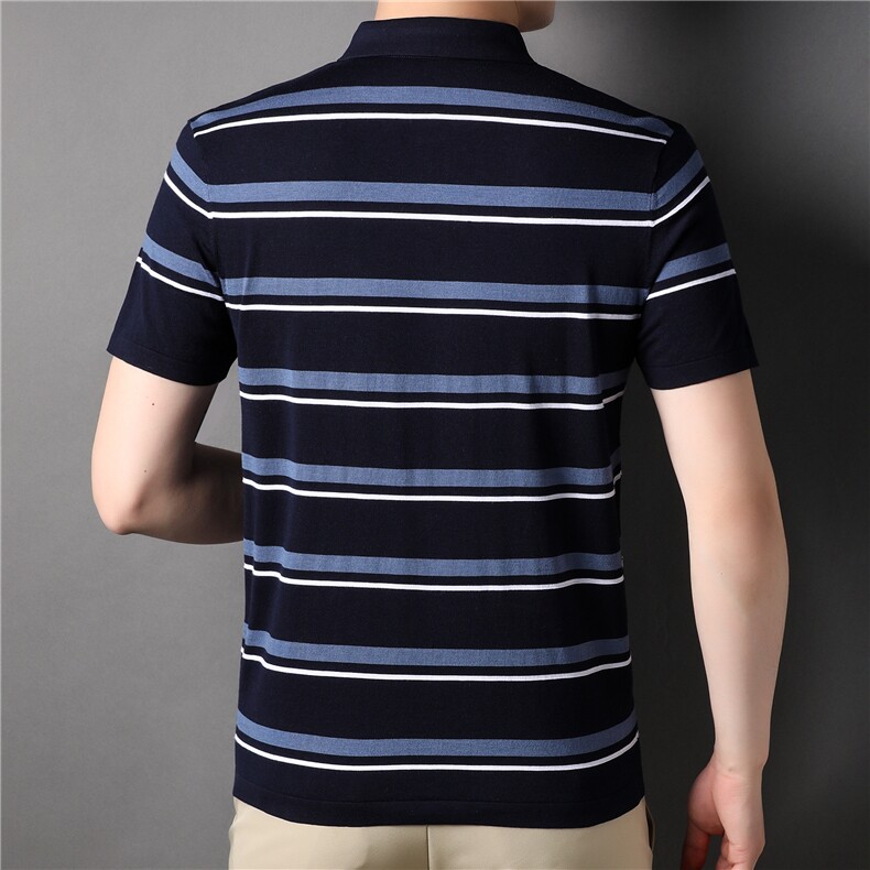 APm22200309钱塘2020-3夏季条纹翻领时尚休闲短袖精品T恤P100,男装T恤,钱塘207-3