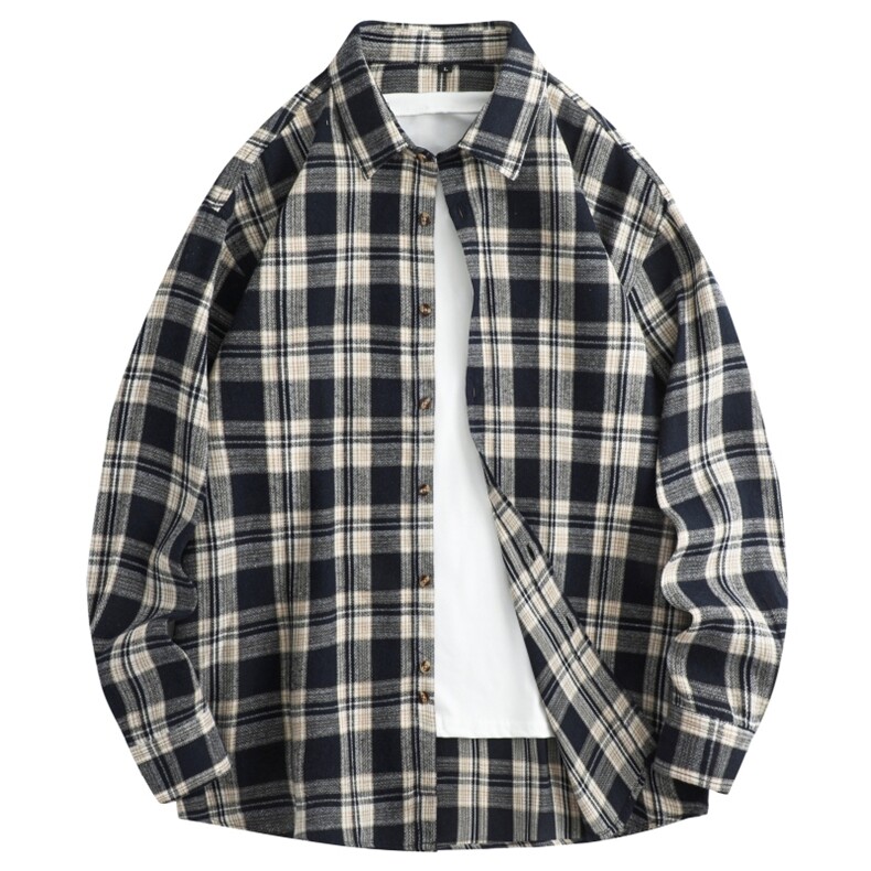 春季新款（跨境电商）格子男女情侣款潮流宽松格纹衬衣，男装衬衫，星座1107-1