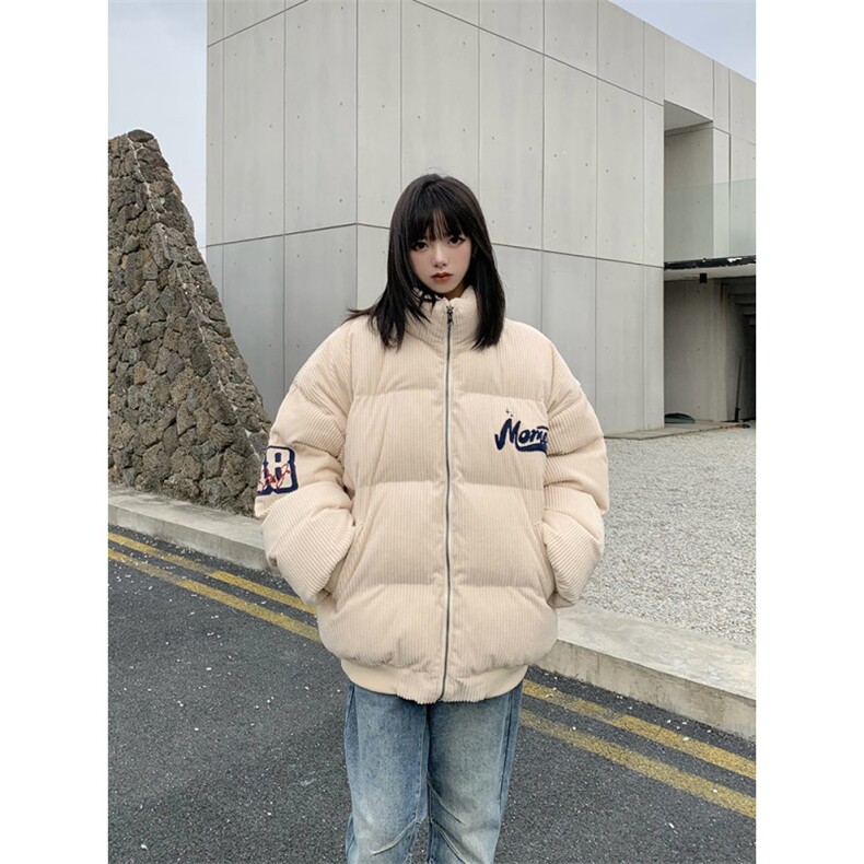 2024新款美式复古灯芯绒加厚外套男款冬季立领棉服情侣保暖棉,男装棉衣,星座506A