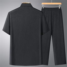 风唐装冰丝短袖衬衫套装男士夏装太极服宽松套装CF2315-P100，男装休闲套装，星座1105-3