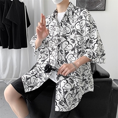 夏季新款短袖衬衣男韩版潮流休闲宽松大码衬衫男A161-CT508-P45，男装衬衫，电商A161-2