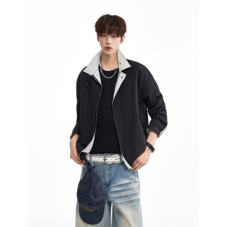 WT6201-特P80-控148，双面穿白色纹哈灵顿夹克老钱风简约，男装夹克，星座603