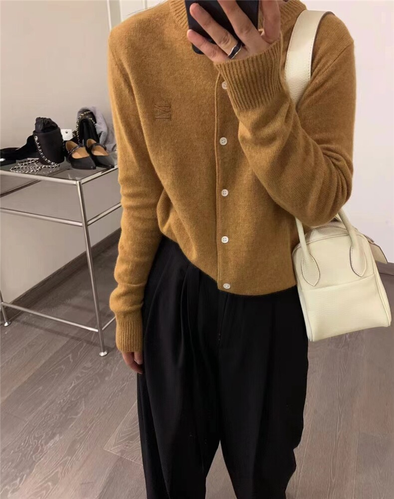 薄款衣服女圆领毛衣外套短款针织开衫长袖内搭打底衫,针织衫/毛衣,半城羊绒